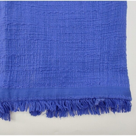 J Crew Black Label Pencil Skirt Womens 0 Blue Tweed Textured Fringe-Hem Career - Picture 6 of 13